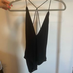 Thin strapped plunging body suit